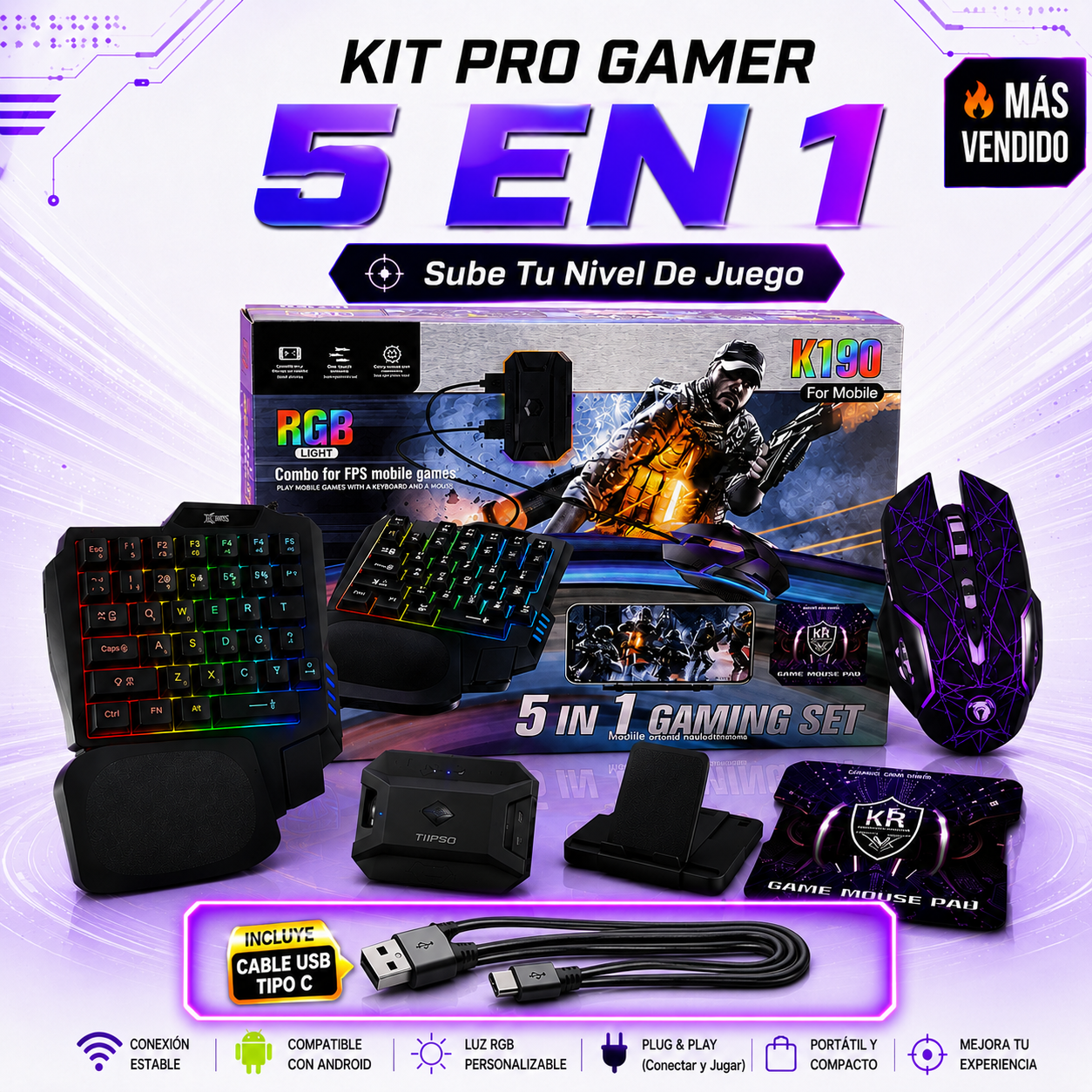KIT PRO GAMER 5 EN 1 ANDROID | Sube Tu Nivel De Juego