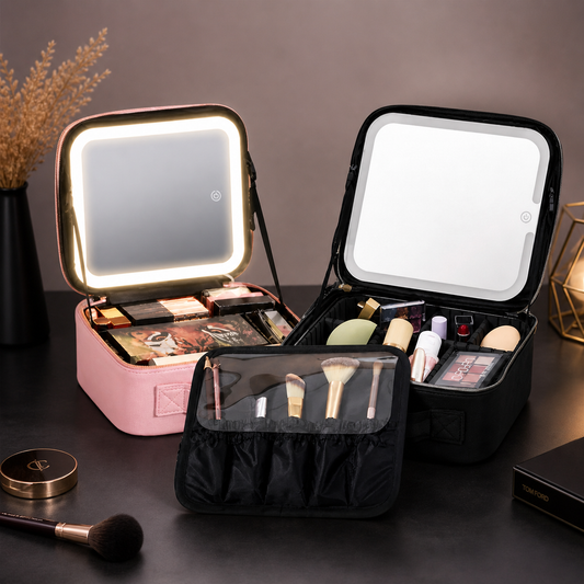 COSMETIQUERA ESPEJO LED RECARGABLE + GRATIS RODILLO FACIAL